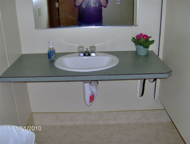 New countertops in the bathroom too.